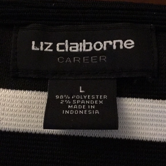 Liz Claiborne black & white 3/4 sleeve career top - Picture 2 of 2